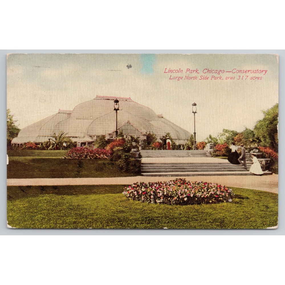 Lincoln‎ Park Chicago Conservatory Vintage Postcard 1911